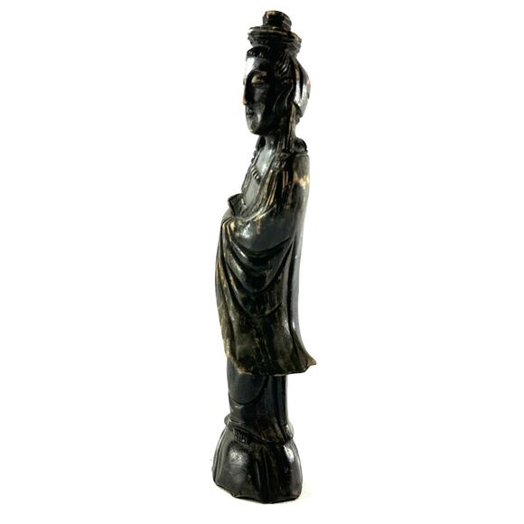 Bodhisattva Granting Kwan-Yin Vintage Hand Carved Wood Sculpture 11.5” - Picture 6 of 9
